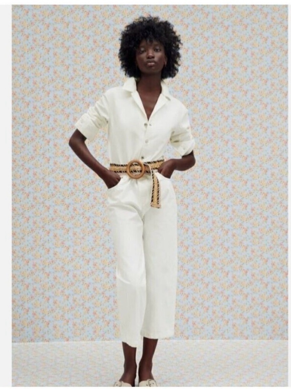 Zara white denim coverall suit, White, SIze S O25